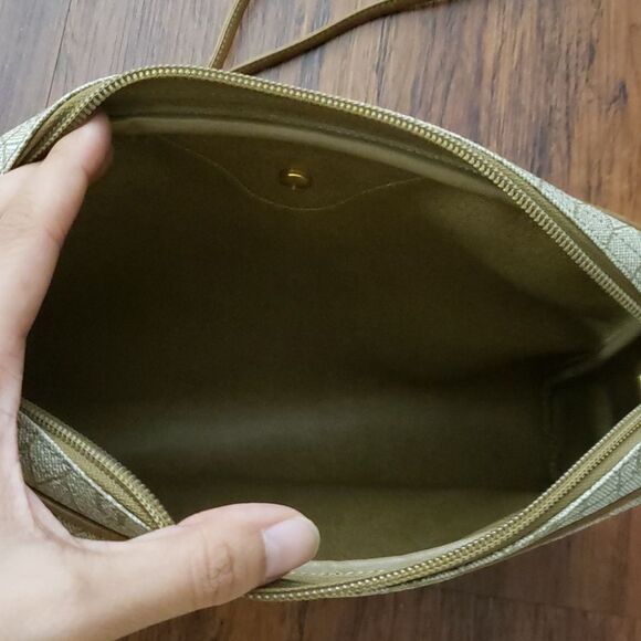 Vintage Christian Dior Honeycomb Chic Feminine Brown Leather Trim Crossbody Bag - Picture 5 of 6